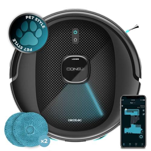 34% DESCUENTO Cecotec Robot Aspirador Conga 9590 Spin Revolution Ultra Power Navegación láser Inteligente, 10.000 Pa, Máx 240 min autonomía, Mopas giratorias. Cepillo de Silicona, óptimo para Pelo de Mascotas