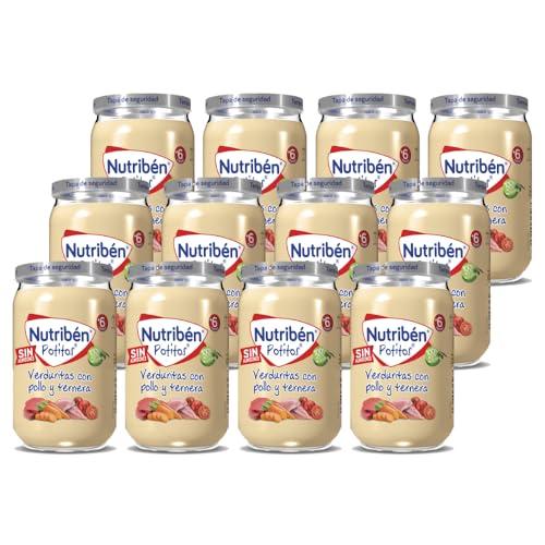 36% DESCUENTO Nutribén Potitos | Tarrito de Verduras con Pollo y Ternera | Para Bebés a partir de 6 Meses | Sin Almidones | Sin Azúcares Añadidos | Sin Gluten, Huevo, Leche | Pack de 12 Unidades | 2820 g