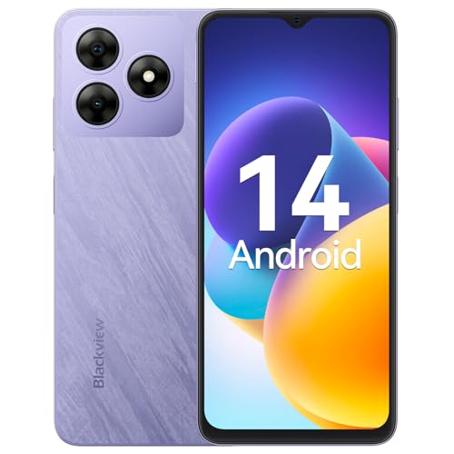 Blackview Android 14 Wave 8C Teléfono Móvil 6+64GB/2TB, 6.56″ HD+ IPS, 10W Cargador ápido,Smartphone 13MP+8MP/4G Dual SIM/Octa Core/Face ID/OTG/GPS/Funda de Móvil/3 Años de Garantía Móviles 2024