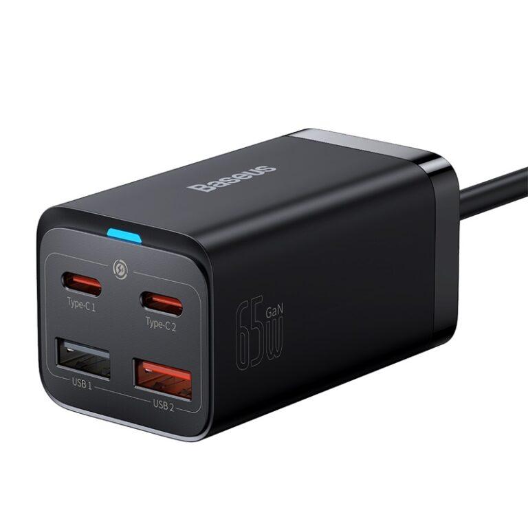 Baseus Cargador tipo c rápido de escritorio 65W GaN, cargador multiple 4 en 1 para iPhone, computadora portátil, Xiaomi y Samsung | Miravia