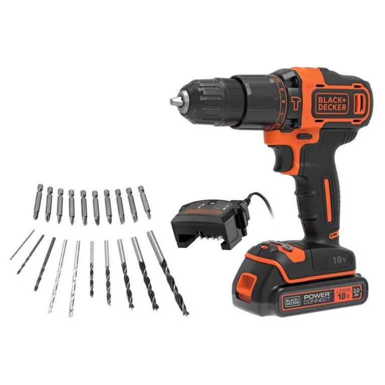 Black & Decker KIT: Taladro Percutor 18V, BDCHD18D1KA-QW + 20 Accesorios y Maletín | ¡Potencia y Organización en un Solo Kit! | Miravia