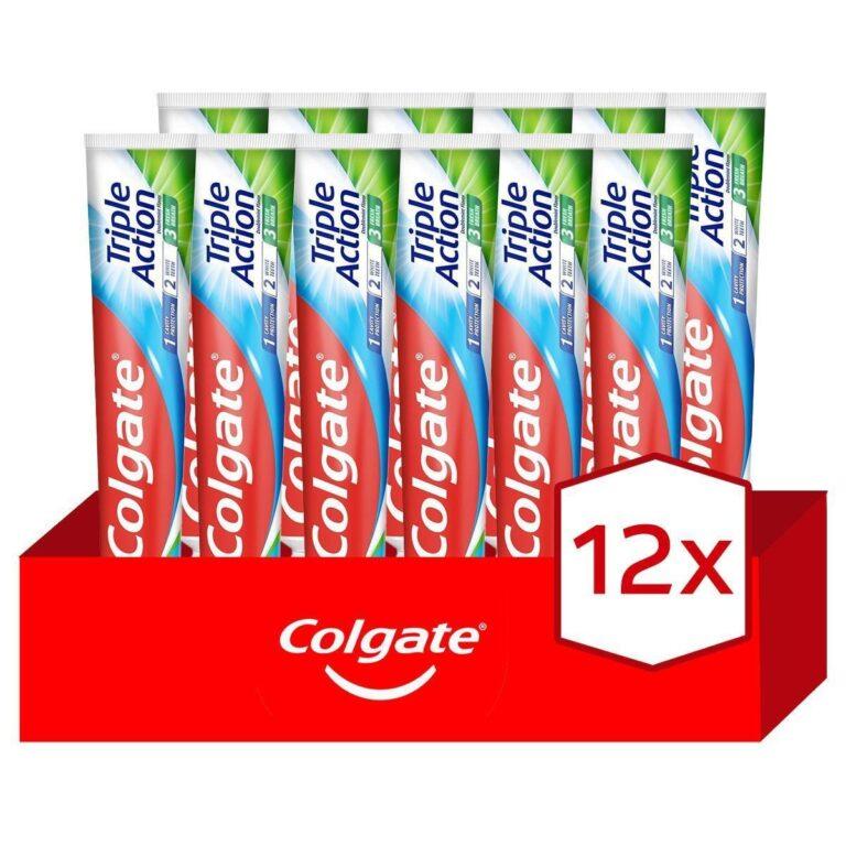 Pasta de dientes Colgate Triple Action anticaries y frescor a menta 75ml. Pack 12 | Miravia