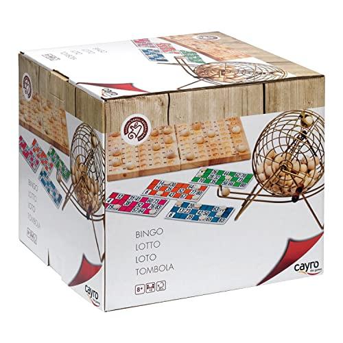 Cayro Bingo + 6 Años Modelo Delux Juego de Mesa para Niños y Adultos Tablero Plegable y Bolas de Madera Bombo Metálico 2 a 8 Jugadores