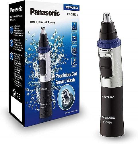 40% DESCUENTO Panasonic ER GN30 K503 Naricero/ Recortador de Vello Facial (Nariz, Oreja, Cejas y Bigote, Acero Inoxidable, Función con Pilas, Sistema de Limpieza Inteligente) para Hombre, Azul/ Negro/ Plata, Estándar