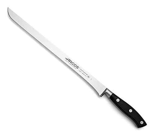 35% DESCUENTO Arcos Cuchillo rebanar/jamón con Hoja Acero Inoxidable y 300 mm. Mango ergonómico polioximetileno POM. Serie Riviera. Diseño elegante, junto con la comodidadu mango. Color negro.