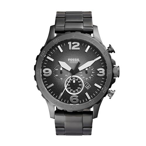 60% DESCUENTO Fossil Reloj para hombre Nate, movimiento cronógrafo de cuarzo, caja de acero ahumado de 50mm con correa de acero, JR1437