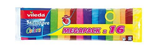 38% DESCUENTO Vileda Set de 16 bayetas Microfibras Colors, colores variados, 30 x 30 cm, 16 unidades