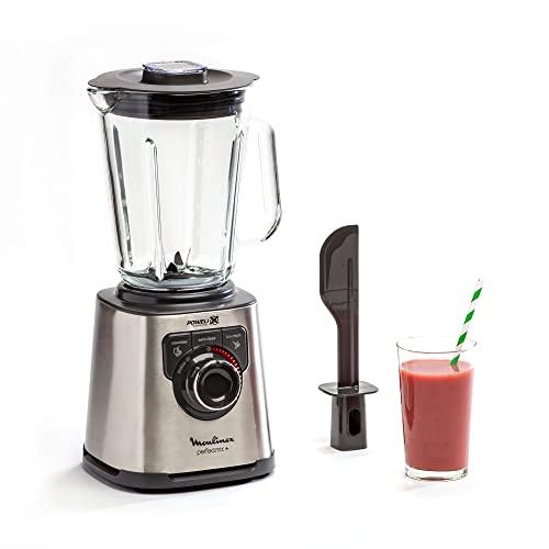 46% DESCUENTO Moulinex Perfect Mix+ LM811D Batidora de vaso de 1200 W, vidrio acabados exteriores de acero inoxidable, selector de la velocidad retroiluminable, 3 programas, modo manual y autoclean, Gris/Negro