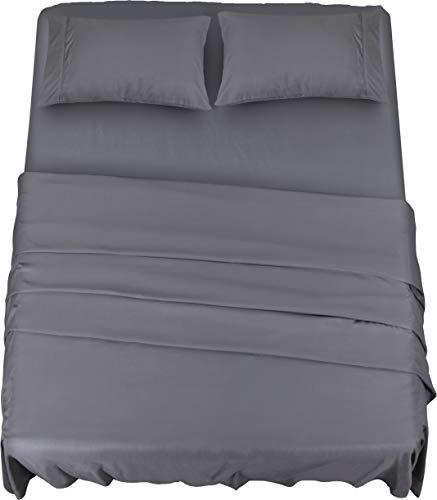 36% DESCUENTO Utopia Bedding Juego de Sabanas 4 Piezas 180×200 Poliéster Microfibra Cepillada Sábana Bajera, Sábana Plana y 2 Fundas de Almohada 50×75 (Cama 180, Gris)