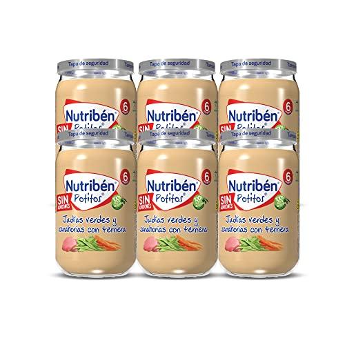 46% DESCUENTO Nutribén Potitos De Ternera con Judías Verdes Y Zanahoria, Desde los 6 Meses, Pack 6 x 235gr