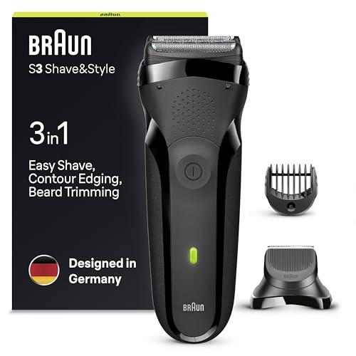 33% DESCUENTO Braun Series 3 Afeitadora Eléctrica Hombre, Máquina de Afeitar Barba 3 En 1 con Recortadora De Precisión Para La Barba Y 5 Peines, Recargable E Inalámbrica, Shave&Style, 300BT, Negro