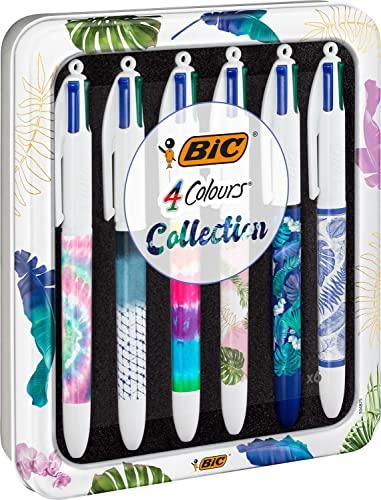 52% DESCUENTO BIC 4 Colores Decors Collection Series Botanical y Tie Dye Bolígrafos de Punta Media (1,00 mm) Varios Diseños, Estuche Reutilizable de 6