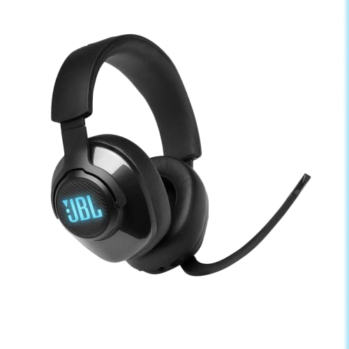 60% DESCUENTO JBL Quantum 400 Auriculares para gamers con un diseño llamativo, tecnología de virtualización surround y reproducción DTS, con micrófono y RGB, compatible con múltiples plataformas, en negro