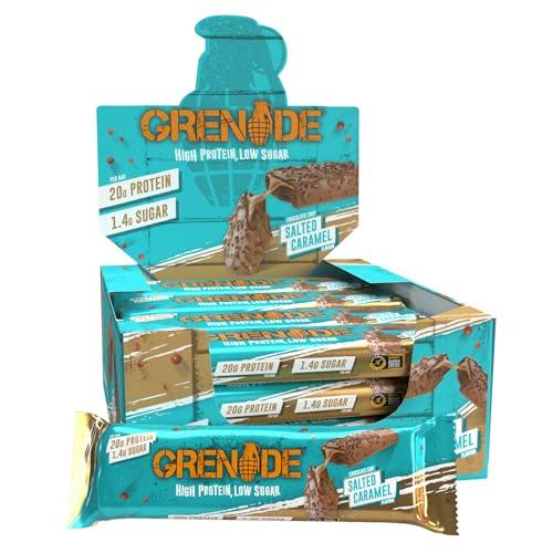 OFERTÓN SUPREMO 76% DESCUENTO Grenade High Protein and Low Carb Barra Sabor Chocolate Chip Salted Caramel, 12 x 60 g