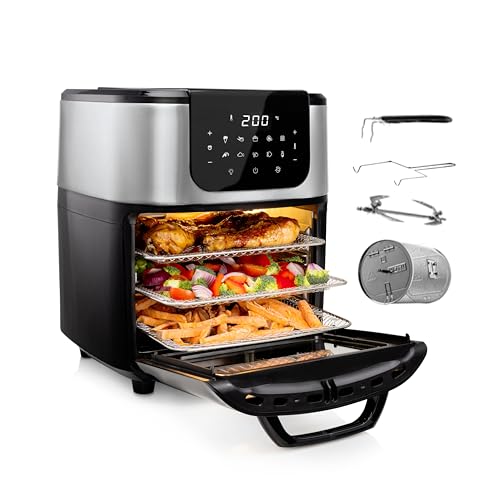 49% DESCUENTO Princess Freidora sin Aceite y Horno de Aire Caliente con Cesta Giratoria – 11 litros – Multifunción – Accesorios Incluidos – 10 Programas – Pantalla Digital Táctil – 1800 W – 182075