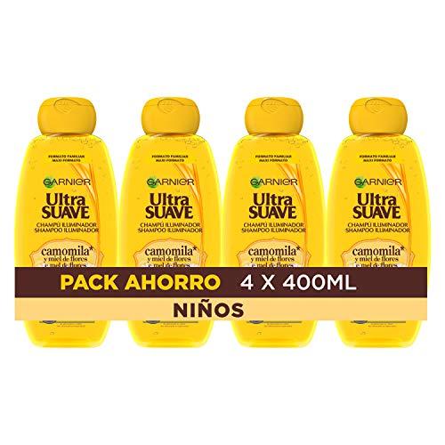 31% DESCUENTO Garnier Ultra Suave Champú Camomila y Miel de Flores para Niños, 4 Unidades 400 ml