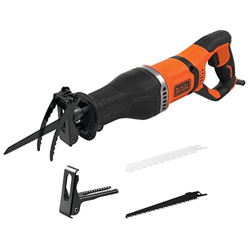 25% DESCUENTO BLACK+DECKER Sierra de sable 750 W, Velocidad variable, 2800 rpm, Profundidad del cabezal ajustable, Cambio de hoja sin herramientas, Soporte de rama desmontable, Incluye 2 hojas, BES301 QS