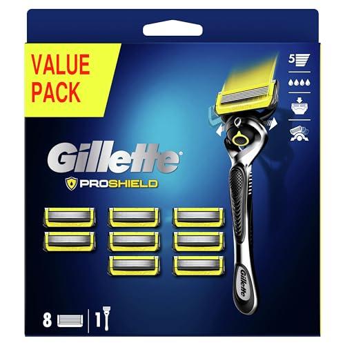 21% DESCUENTO Gillette ProShield Máquinilla de Afeitar Hombre con Tecnología FlexBall + 9 Cuchillas de Recambio (el embalaje puede variar), cuchillas de afeitar