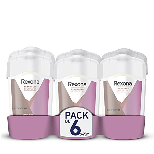 Rexona Maximum Protection Desodorante en Crema Antitranspirante para Mujer Soft Solid Confidence 45ml Pack de 6