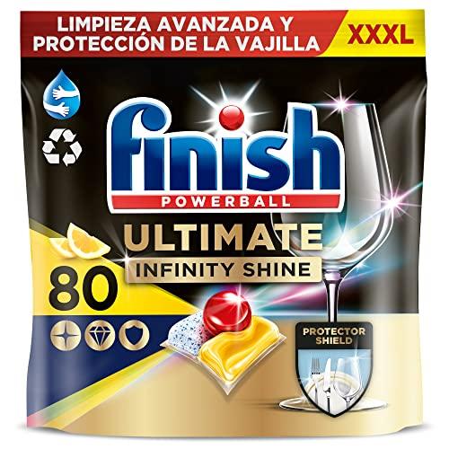 46% DESCUENTO Finish Powerball Ultimate Infinity Shine pastillas lavavajillas, 80 cápsulas lavavajillas, Limpieza avanzada y protección de la vajilla, Aroma limón