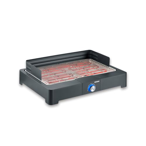 48% DESCUENTO Severin Barbacoa de mesa con parrilla de acero inoxidable para interior y exterior, parrilla eléctrica con arranque rápido, mini barbacoa sin riesgo de quemaduras, negro, PG 8565