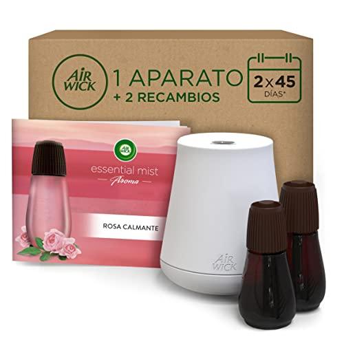 23% DESCUENTO Air Wick Essential Mist Aparato y Recambios de Ambientador Difusor de Aceites Esenciales para Casa con aroma a Rosa, Pack de 1 Aparato y 2 Recambios