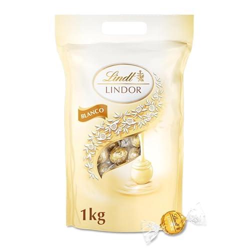 21% DESCUENTO Lindt LINDOR bombón con relleno de chocolate blanco, chocolate cremoso chocolate para regalar, para compartir, aprox 80 bolas, 1kg