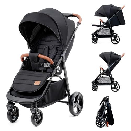 67% DESCUENTO kk Kinderkraft GRANDE PLUS Silla de Paseo ligera desde Nacimiento hasta 22 kg, Plegado con una sola mano, Posición tumbada, Suspensión de todas ruedas, Capota grande XL, Negro
