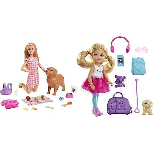 37% DESCUENTO Barbie Perritos recién Nacidos Muñeca Rubia con Perrito y Accesorios de Juguete, Regalo para niñas +3 años (Mattel HCK75) & Chelsea Vamos de Viaje