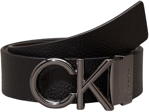 75% DESCUENTO Calvin Klein Hombre Cinturón Metal Bombe 3,5 Cm Cinturón de Piel, Marrón (Black/Brown), 105 Cm