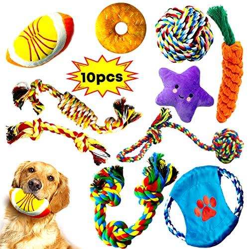 20% DESCUENTO Decyam Juguete para morder para perros Cuerda de algodón para cachorros juguetes para perros pequeños, juguete interactivo para el aburrimiento, juguete chirriante para la salud dental y alivio del