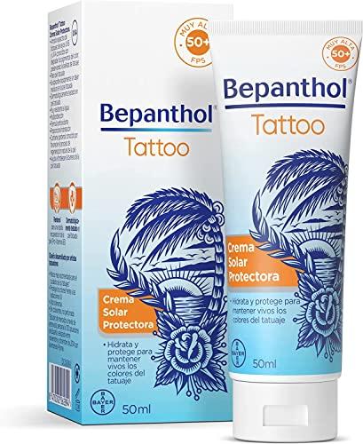 45% DESCUENTO Bepanthol Tattoo Crema Solar 50, Proteccion Solar para Tatuajes SPF50, 50 ml