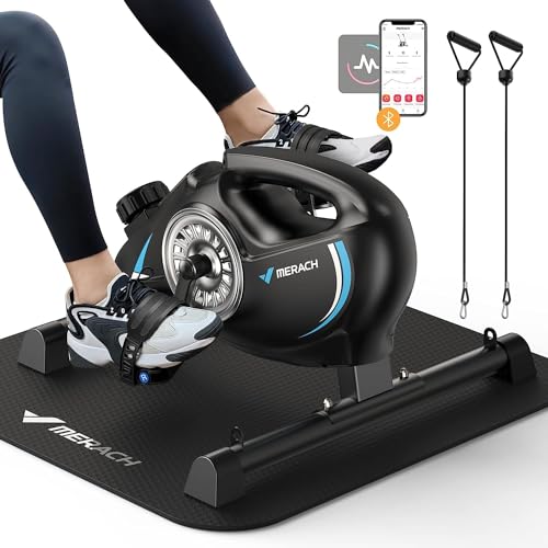 25% DESCUENTO MERACH Pedaleador, Mini Bicicleta Estática con 2 Bandas de Resistencia, Pedales Estaticos Personas Mayores con Tapete Antideslizante, Dispositivo de Ejercicios para el Hogar y la Oficina