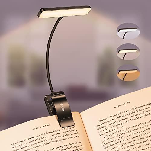 35% DESCUENTO Gritin 19 LED Luz de Lectura, Lámpara de Lectura USB Recargable de 360° Flexible con 3 Modos de Iluminación Protección Ocular & Atenuación Continua & Larga Duración Luz de libro para leer en la cama