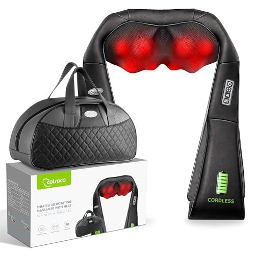 20% DESCUENTO cotsoco masajeador inalámbrico para cuello y hombros,dispositivo de masaje shiatsu con calor,portátil para alivio del dolor en el cuello y la espalda, masaje eléctrico, para mujeres, hombres, Brown