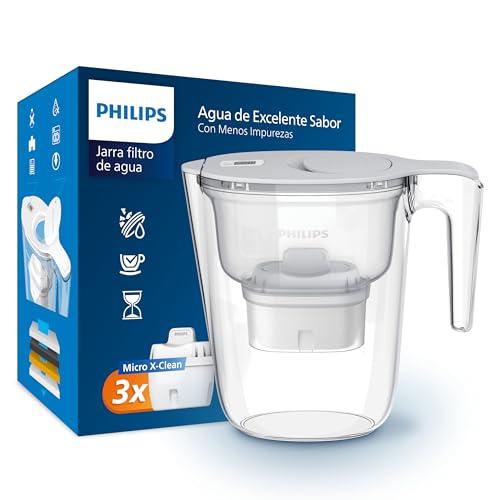 25% DESCUENTO Filtro de jarra Philips +3 cartuchos de filtro de repuesto Micro X Clean, flujo rápido, blanco, 2,6 litros, temporizador electrónico