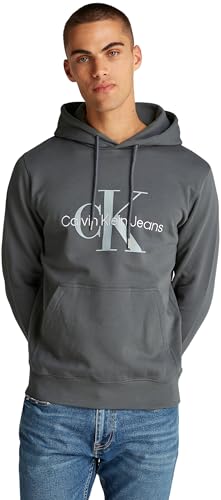 73% DESCUENTO Calvin Klein Jeans Hombre Hoodie Seasonal Monologo Regular con Capucha, Gris (Endless Grey), 3XL