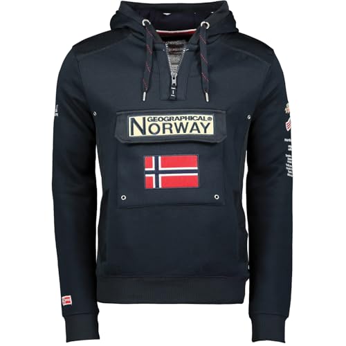 24% DESCUENTO Geographical Norway GYMCLASS Men Sudadera con Capucha y de Bolsillo Canguro para Hombre Sudadera con Logo de la Marca y Manga Larga (Azul Marino, M)