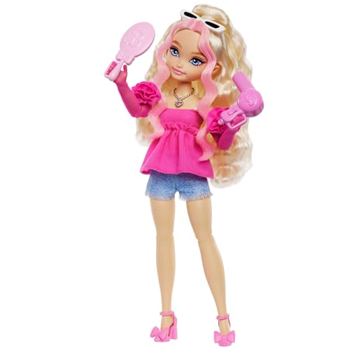 31% DESCUENTO Barbie Dream Besties Malibú, Muñeca rubia con pelo ondulado, shorts vaqueros y blusa rosa, secador, espejo, pintalabios y accesorios de moda, juguete regalo para niños y niñas +3 años, HYC21