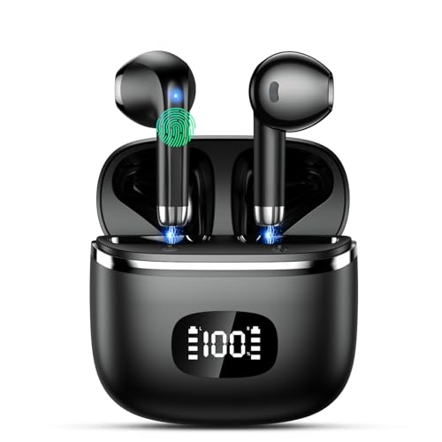 52% DESCUENTO Auriculares Inalámbricos Bluetooth, Auriculares Bluetooth 5.3 Con 4 HD Mic HiFi Estéreo, Auriculares Inalambricos Con Potentes Altavoces de 13.4 mm, LED Pantalla, IPX7 Impermeable Cascos Inalambricos