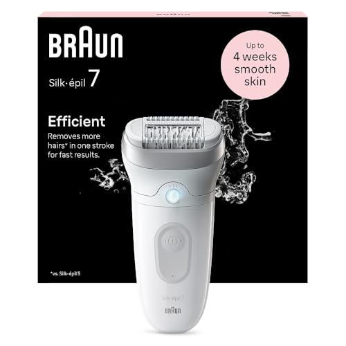 40% DESCUENTO Braun Silk épil 7, Depiladora Eléctrica Para Una Eliminación Del Vello Fácil, Piel Suave Duradera, 7 011, Blanca/Plateada