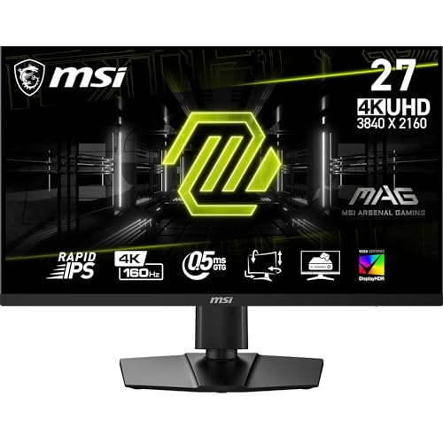 59% DESCUENTO MSI mag 274UPF E2 Monitor UHD Gaming de 27 Pulgadas, Panel IPS rápido de 3840 x 2160, 160 Hz / 0,5 ms (GtG, mín sRGB del 133%, Diseño sin Marco, VESA DisplayHDR 400, DisplayPort