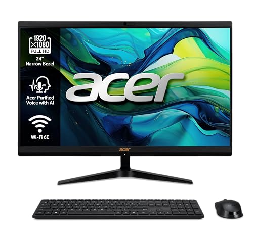 Acer Aspire C24 1800 All in One Monitor 24″ FullHD (Intel Core i5 12450H, 8GB RAM, 512GB SSD, Intel Iris Xe Graphics, Windows 11 Home) Negro + Teclado QWERTY Español y Ratón Inalámbrico