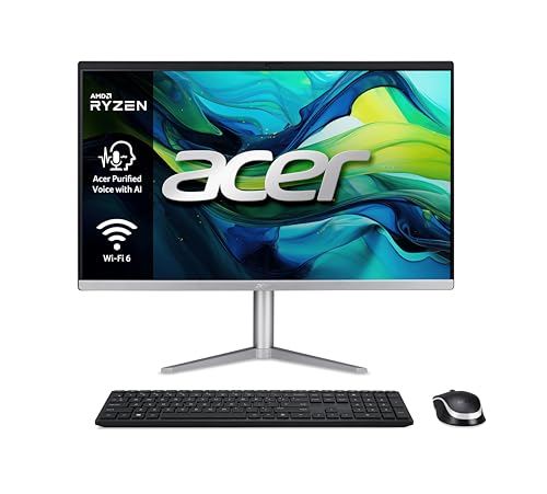 23% DESCUENTO Acer Aspire C24 1300 All in One Monitor 23.8″ FullHD (AMD Ryzen 5 7520U, 16GB RAM, 512GB SSD, AMD Radeon Graphics, Windows 11 Home) Ordenador + Teclado y Ratón Inalámbrico