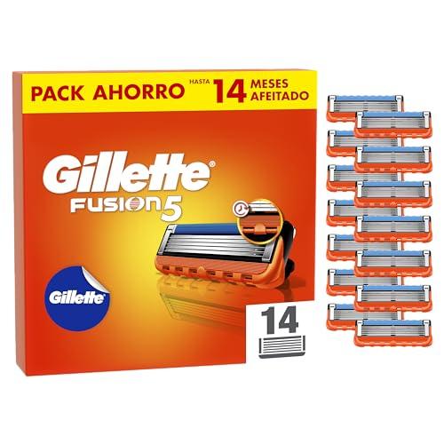 30% DESCUENTO Gillette Fusion5 14 Recambios Para Maquinillas De Afeitar Para Hombre+ Pegatina Gillette