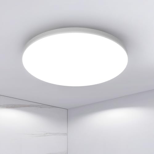 20% DESCUENTO SENQIU Plafon LED Techo, 24W 2700LM Lampara de Techo Moderna Blanco Frío 6500K, Luz Led Techo IP44 Impermeable Blanco Redondo para Baño Sala Dormitorio Cocina Oficina Comedor Ø27CM