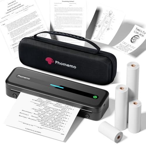 23% DESCUENTO Phomemo M832 Impresora Térmica, Impresora Portátil A4 Compatible con Phone Mediante Bluetooth, Windows y macOS Mediante Cable USB, con Maletín de Transporte y 4 Rollos de Papel Térmico, Negro