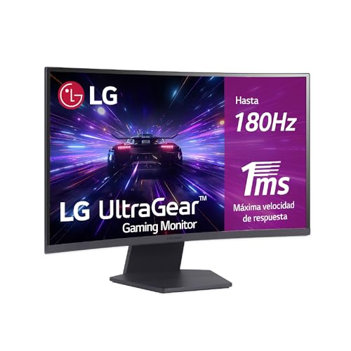 LG 27GS60QC B Monitor Ultragear, 27″, QHD (2560 x 1440), Panel VA, 16:9, HDMI, 180Hz, 1ms FreeSync, Conectividad Universal, Color Morado Grisáceo