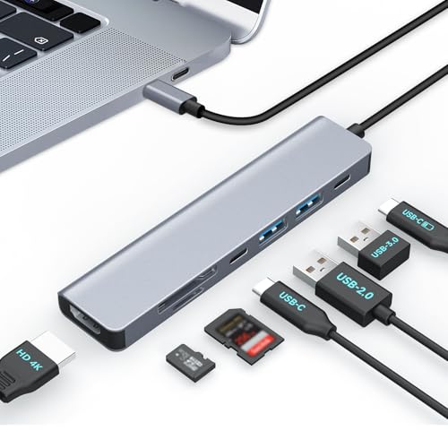37% DESCUENTO Moman Docking Station USB, Hub USB C 7 en 1 con 100W PD, 4K@30Hz HDMI, 5Gbps USB 3.0, USB 2.0, USB C, Lector de Tarjetas SD/TF para Ratón, Teclado, Disco U, Disco Duro, Móvil