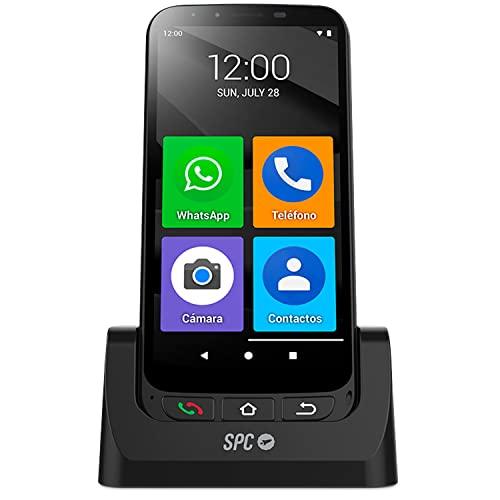 40% DESCUENTO SPC Zeus 4G Pro + Carcasa | Smartphone fácil Uso Mayores | Iconos XXL, Botón SOS, Configuración remota | 5,5”, 4GB RAM, 64GB Memoria Interna, cámara 13MP, Android 11, Base de Carga, Negro